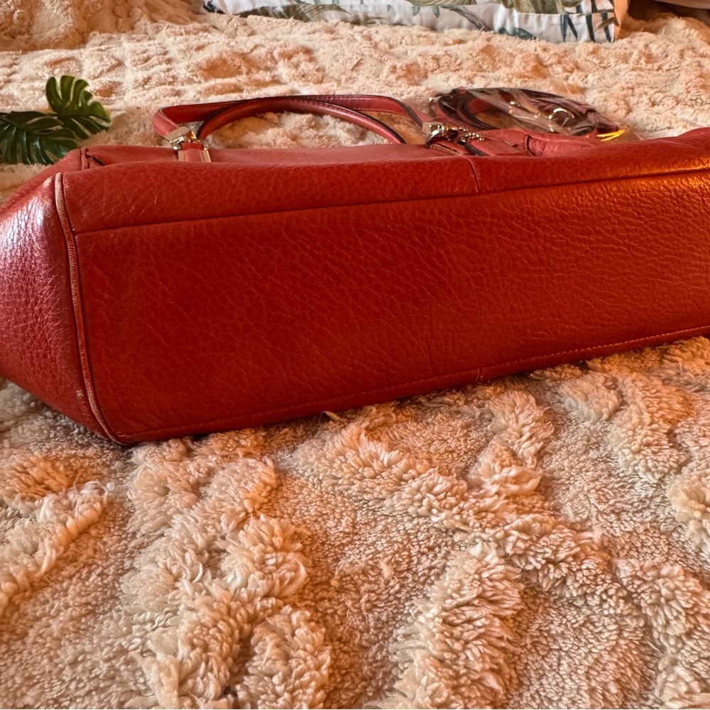 Coach Madison Madeline East West Leather Satchel | Detachable Crossbody | Coral - Picture 6 of 16